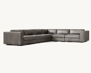 Sassanid OEM Midcentury French Art Deco Living Room Set Genuine <strong>Leather</strong> Maddox Modular <strong>Leather</strong> L-Sectional <strong>Sofa</strong> - Product Image 4