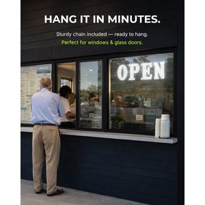 Enseigne LED ouverte 31x11 pouces, texte statique blanc, alimentation par prise, pour vitrine de magasin ou affichage en vitrine - Product Image 4