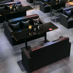 Ensemble de table à manger rectangulaire en bois massif de luxe parisien, design moderne, 4 places, structure en fer, pour les cafés/boutiques de thé, restaurants - Product Image 5