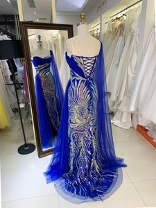 Vestido de Noche Largo Elegante de un Solo Hombro, Estilo Línea A, Color Azul Marino, para Fiesta - Product Image 6