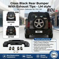 Pare-chocs arrière style LM noir brillant + embouts d'échappement pour Defender 90 110 130 2020+ |   Installation facile par visage à visser