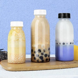 Bouteille en plastique transparente pour jus/thé au lait/café de 6/8/10/12/16 oz avec couvercle noir inviolable - Product Image 4