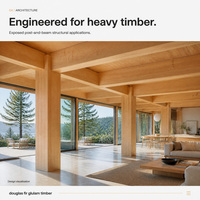 Factory Wholesale Douglas Fir Glulam Beam Kiln Dried Glued Laminated Timber High Strength Structural Wood Beam