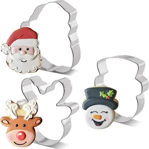 Stainless Steel Santa Face Snowman Head Cookie Cutter Reindeer Head Cookie Cutter