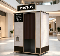 Photomaton en bois rétro, kiosque en bois avec écran tactile, appareil d'impression, dimensions personnalisées, ensemble complet, exportation, photomaton en bois rétro