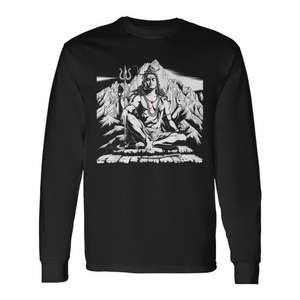 Camiseta de Manga Larga con Diseño de Lord Shiva, Maha Shivratri, Hindúismo, Algodón Negro, Ropa para Hombre - Product Image 1