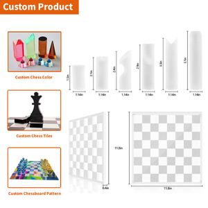 Jeu d'échecs <span class=keywords><strong>de</strong></span> luxe personnalisable XFL en Lucite/Acrylique avec logo personnalisé, impression sérigraphique et découpe laser - Product Image 3