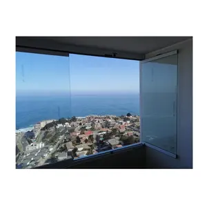 CE frameless sliding folding accordion stacking window as balcony window glazing system super clear transparent view panoramic