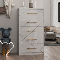 Commode blanche brillante à 5 tiroirs, meuble de rangement, Offre Spéciale