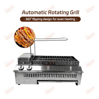 Machine à brochettes à bascule automatique Grills à gaz d'intérieur commerciaux 360 Bâtons de kebab rotatifs Grille de barbecue en acier inoxydable