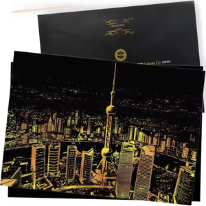 L-SP38-50 città dorata gratta e vinci arte carta da disegno carta da disegno raschiatura oro carta da te - Product Image 3