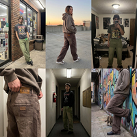 Pantalon en jean vintage délavé personnalisé pour homme, coupe droite ample, style streetwear, esthétique urbaine, pantalon rétro couleur terre, vêtement neuf