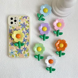Suporte de telefone de resina tridimensional, suporte de telefone de flor de tulipa, suporte traseiro, aderência de telefone para desktop, soquete de telefone em resina