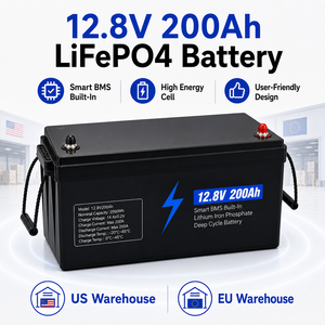 12.8V 200Ah LiFePO4 <b>Battery</b> 2560Wh <b>Deep</b> <b>Cycle</b> Lithium Ion <b>Batteries</b> for Solar Energy Storage Home Backup Off-Grid - Product Image 1