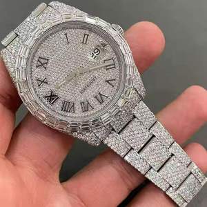 Montre de luxe en moissanite pour hommes en acier inoxydable multifonctionnelle à quartz de luxe à la mode de l'exportateur indien - Product Image 1