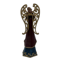 Statue d'ange de Noël rouge foncé/blanc de 30 cm en polyrésine, ornement de bureau