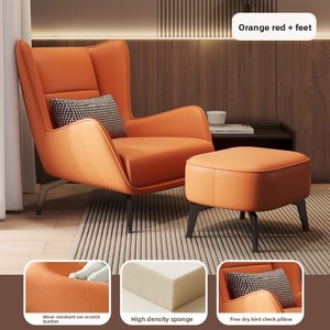 Nordic Minimalist Modern Wood Single Sofa <strong>Chair</strong> <strong>Small</strong> Apartment High-back Recliner Tiger <strong>Chair</strong> Living Room Casual Home Furniture - Product Image 3