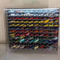 Vitrine de présentation pour 120 voitures miniatures, transparente, en acrylique 1/64, armoire de rangement pour modèles de voitures Hot Wheels Matchbox, montage mural avec éclairage LED