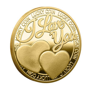 Metallhandwerk Liebesherz Gedenkmünze Ich Liebe Dich Mehr UV-Druck Beschichtet Kundenspezifisches Relief Souvenir - Product Image 2