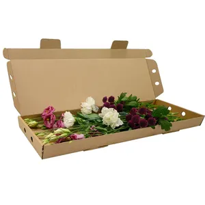 Boîte à lettres ondulées et longues, rectangulaire, avec impression personnalisée, emballage de livraison de fleurs, boîte à lettres pour cadeaux
