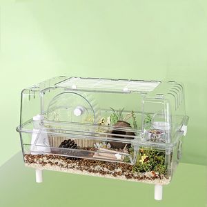 Cage à hamster en acrylique transparent-Grand manoir de villa à deux étages avec accessoires, habitat transparent à vue complète pour petits animaux - Product Image 1