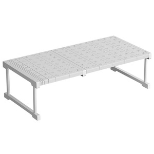 Adjustable Telescopic Storage Rack For <b>Wardrobe</b> Cabinet No Drill Installation Clothing Organizer Rectangle 1 Layer - Product Image 2