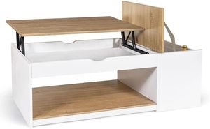 Table basse rectangulaire pliante en bois blanc et hêtre avec coffre - Product Image 5