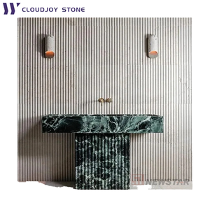 Lavabo de salle de bain moderne en marbre vert Alpi naturel Hôtel Maison Villa Bassin autoportant <span class=keywords><strong>pour</strong></span> piédestal en T à usage hospitalier - Product Image 3