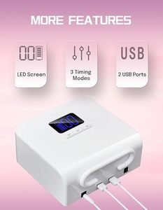 Lámpara LED Inalámbrica Recargable de 220W para Uñas con 3 Modos de Temporizador, Lámpara de Curado Portátil con USB, Secador de Uñas Profesional - Product Image 3