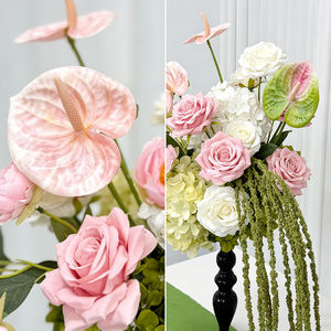 Rosas de Seda Rosa Pálido y Amaranto en Cascada, Esfera Floral Lujosa para Decoración de Bodas - Product Image 4