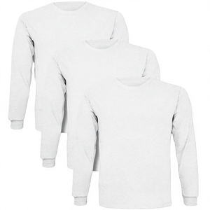 <b>Men's</b> 3 Pack Plain <b>White</b> <b>Long</b> <b>Sleeve</b> T <b>Shirts</b> O Neck Casual Solid Tops - Product Image 2