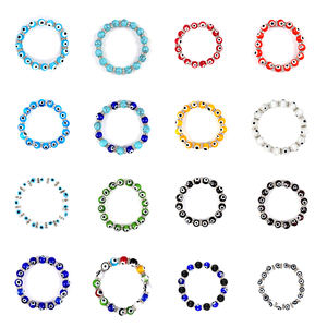Braccialetti con occhi diabolici braccialetti religiosi Nazar Charm 10mm perle di vetro bracciale turco fatto a mano con malocchio per buona fortuna - Product Image 3