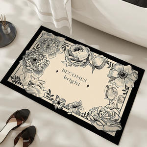 Tapis de bain rectangulaire en terre de diatomée à motifs floraux, antidérapant, absorbant, séchage rapide, pour la maison et la salle de bain - Product Image 1