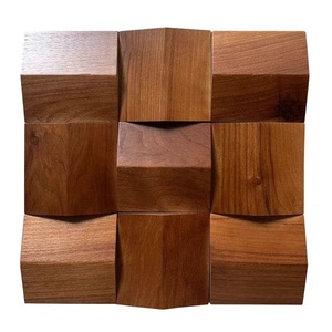 Panneau mural en bois massif de noyer noir de luxe <span class=keywords><strong>petit</strong></span> carré mosaïque 3D bois TV fond mur salle à manger Club décorer panneaux muraux - Product Image 2