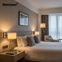 Lampe de chevet moderne minimaliste 5 étoiles de luxe en acier inoxydable, lampe murale/sur pied, couleur et logo personnalisables pour les clients d'hôtel