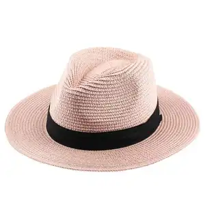 Wholesale panama straw hat sombrero mujer custom unisex summer Large size wide brim beach panama hat for adults