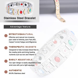 Nueva moda 4 en 1 Bio Health Jewelry Titanium Acero inoxidable Terapia <span class=keywords><strong>de</strong></span> artritis magnética Pulseras médicas Power para mujeres y hombres - Product Image 6
