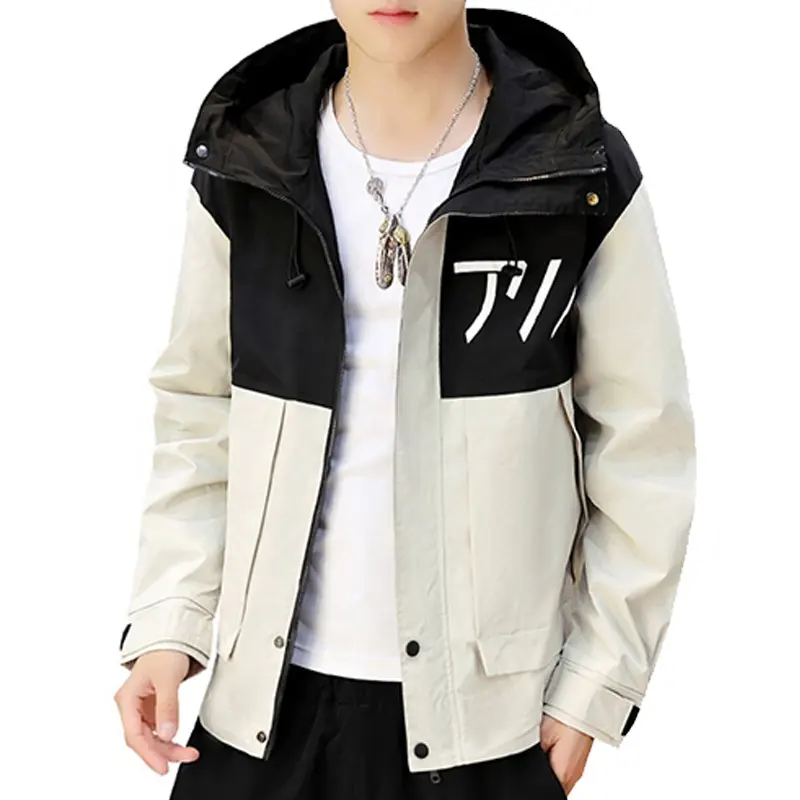 2021 Fashion Outdoor men's jacket custom logo printing spring autumn wind coat men popular Color block