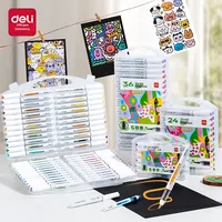 Deli HM119 ensemble de stylos marqueurs acryliques à pointe souple à base liquide en plastique pour l'art des étudiants dessin à la main peinture pour enfants coloriage