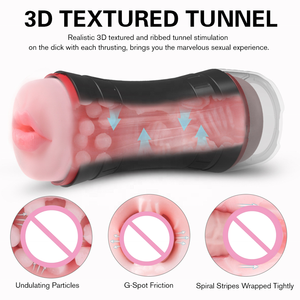 Masturbador Masculino con Vibración, Vagina Real de Bolsillo, Copa de Masturbación Oral, Forma de Linterna, 100% Impermeable, Happy Love, Sexo para Adultos - Product Image 4