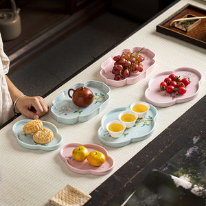 Plato de Cerámica para Frutas, Forma Irregular, Porcelana, Estilo Chino Moderno, Bandeja para Té, Aperitivos y Postres, para Bodas y Eventos - Product Image 1