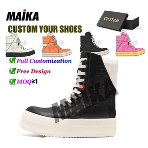 Scarpe alte di Design personalizzato scarpe da uomo in pelle di lusso scarpe alla caviglia Lace Up scarpe da <span class=keywords><strong>donna</strong></span> sportive con Zip stivali pesanti - Product Image 2