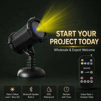 Dynamisches Firefly-Laserlicht Bluetooth-Lautsprecher Klasse II Gelber Laser Blaue LED IP65 100-240V ABS für Außenbereich Garten Rasen Baum
