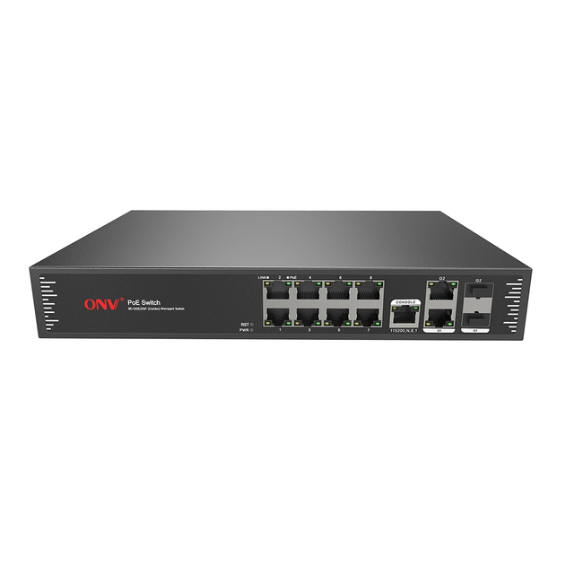 ONV Manufacture 10-port Gigabit Uplink Managed PoE Switch 250W Support IEEE 802.3 Af/at With VLAN ONV-POE31108PFM-at