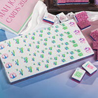 Set Mahjong Amerika Standar Superior 160 Ubin Akrilik Berat dengan 4 Rak dan Penggeser untuk Permainan Papan di Meja Pengiriman Malam Hari