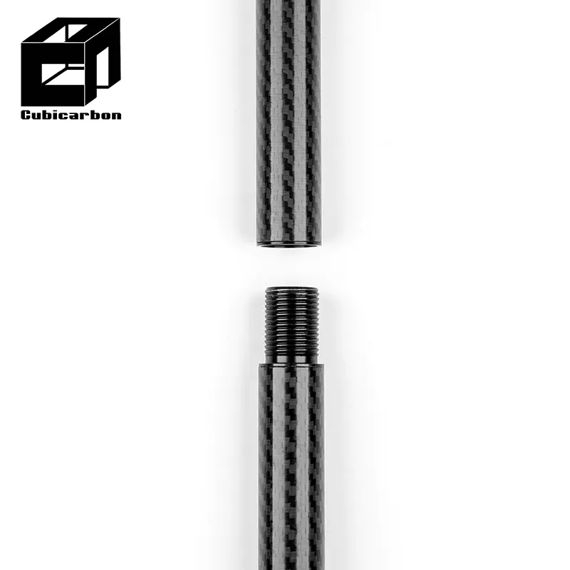 High strength Custom 3K Carbon Fiber Tubes with Connector Carbon Fiber Twist lock Tubing 30mm*26mm*500mm