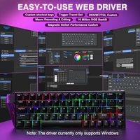 Clavier de jeu mécanique AULA WIN68 HE 60%, taux de sondage de 8000 Hz, rétroéclairage RVB, clavier filaire noir pour ordinateur portable/joueur PC