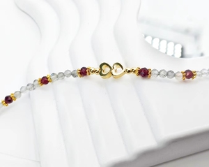 สร้อยข้อมือรูปหัวใจสำหรับผู้หญิงสร้อยข้อมือโกเมนลาบราดอไรต์แฟชัน - Product Image 2