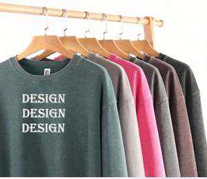 Sweat-shirts à capuche unisexes en coton épais, style vintage, avec logo personnalisé, effet délavé, en molleton bouclette, style hip-hop - Product Image 1