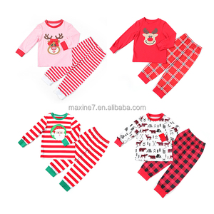 Vêtements filles Arbres <span class=keywords><strong>de</strong></span> Noël Smockés Vêtements pour enfants Ensemble <span class=keywords><strong>de</strong></span> frères et sœurs Costume rayé rose pour filles Tenues 2 pièces pour petites filles - Product Image 4